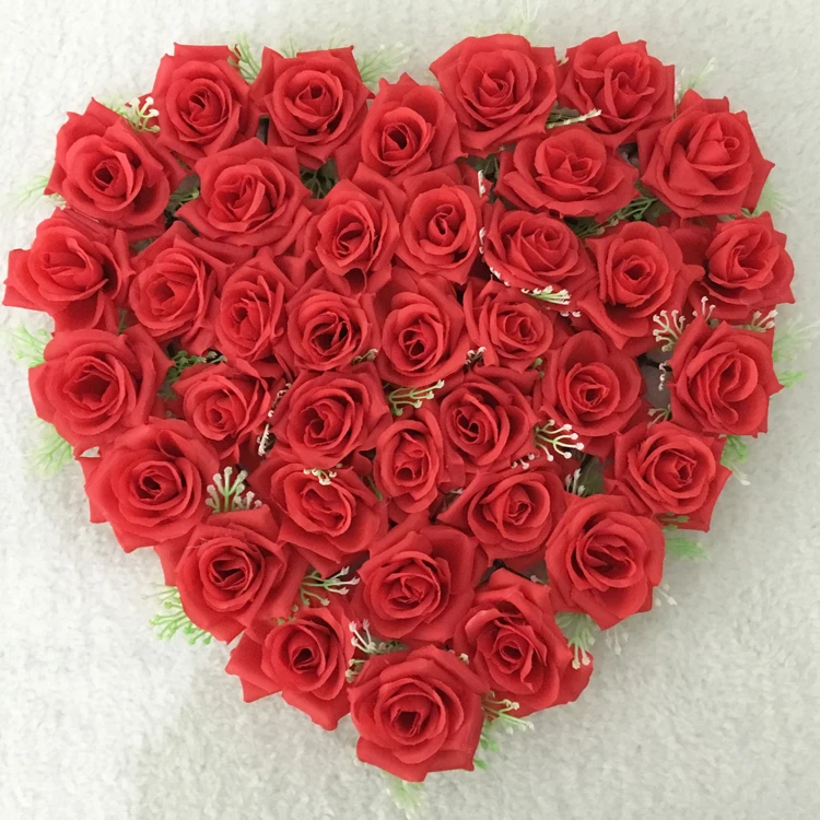 

New 21 Colors 40X40cm Artificial Silk Flower Wedding Car Decoration Heart Shaped Door Wreaths New Wedding Decoration Car Red