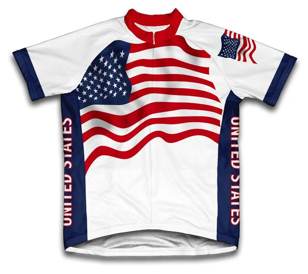 Соединенные Штаты Для Мужчин's Велоспорт Джерси с коротким рукавом Велоспорт Джерси Америка команда Велоспорт Рубашки Ропа Ciclismo Костюмы - Цвет: United States Flag