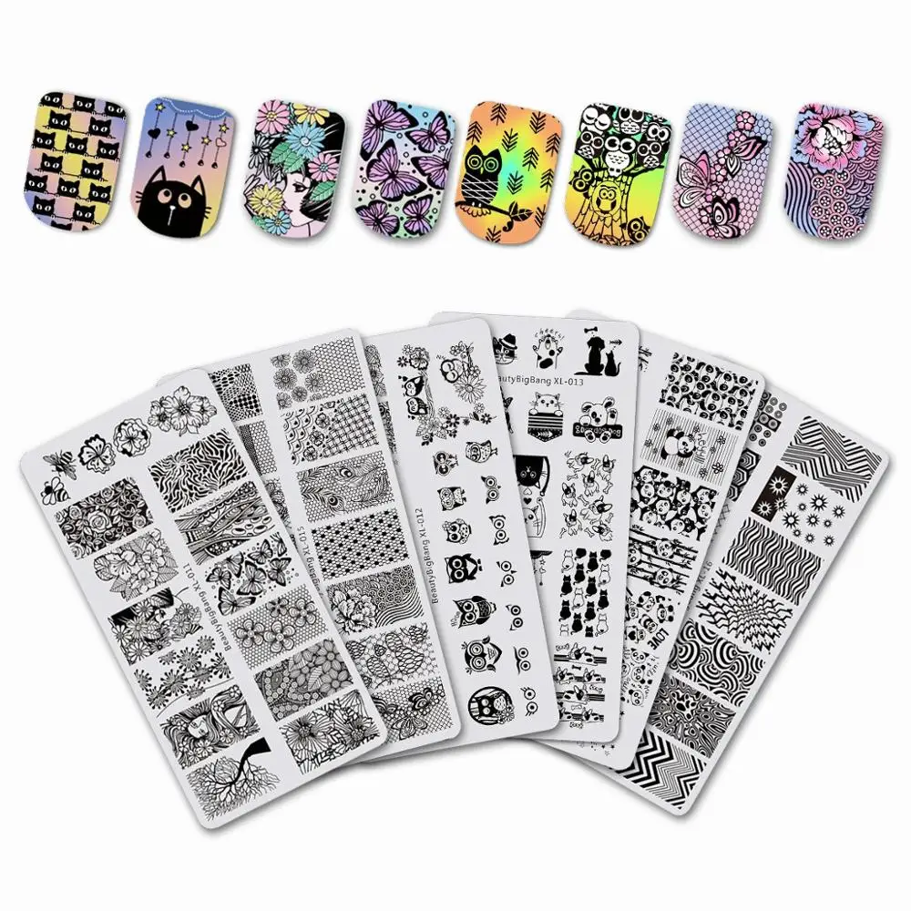 

BeautyBigBang Gel Nail Stamping Plate 6*12cm Cute Cat Dog Animal Series Designs Rectangle Summer Series For Manicure Nail L-011