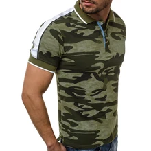 Повседневная камуфляжная Мужская футболка с коротким рукавом, мужские футболки с отложным воротником, модная уличная одежда, мужские футболки, Прямая поставка