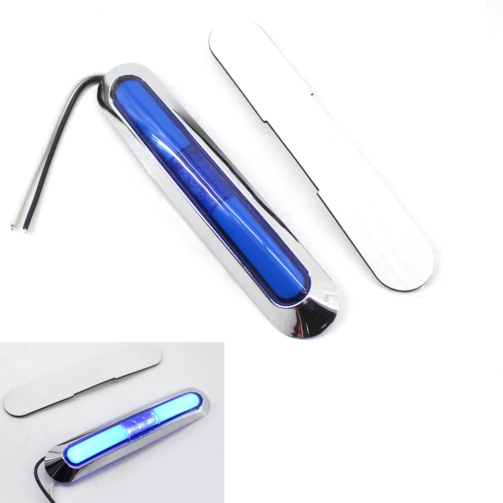1X-Blue-21SMD-LED-Truck-Trailer-Side-Marker-Clearance-Tail-Light-Chrome-Bezel