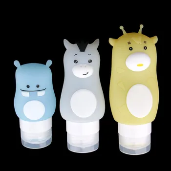 

3Pcs Silicone Travel Bottles Cosmetic Containers Squeezable With Suction Cup, 50ml / 70ml / 90ml