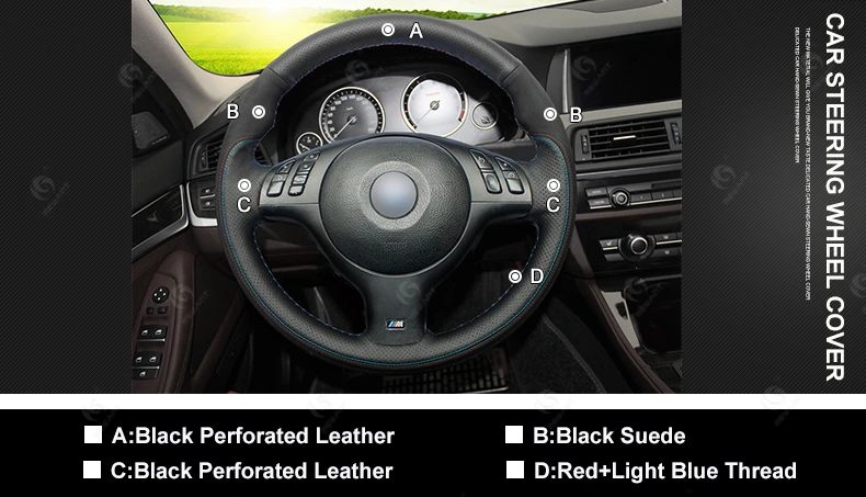 MEWANT-Black-Genuine-Leather-Black-Suede-Car-Steering-Wheel-Cover-for-BMW-E46-E39-330i-540i-7
