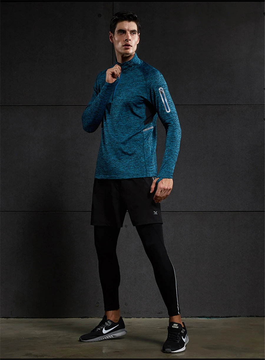 Мужское компрессионное Спортивное трико с длинным рукавом, футболки для бега, быстросохнущие топы для баскетбола, тренажерного зала, футболки для тренировок на открытом воздухе