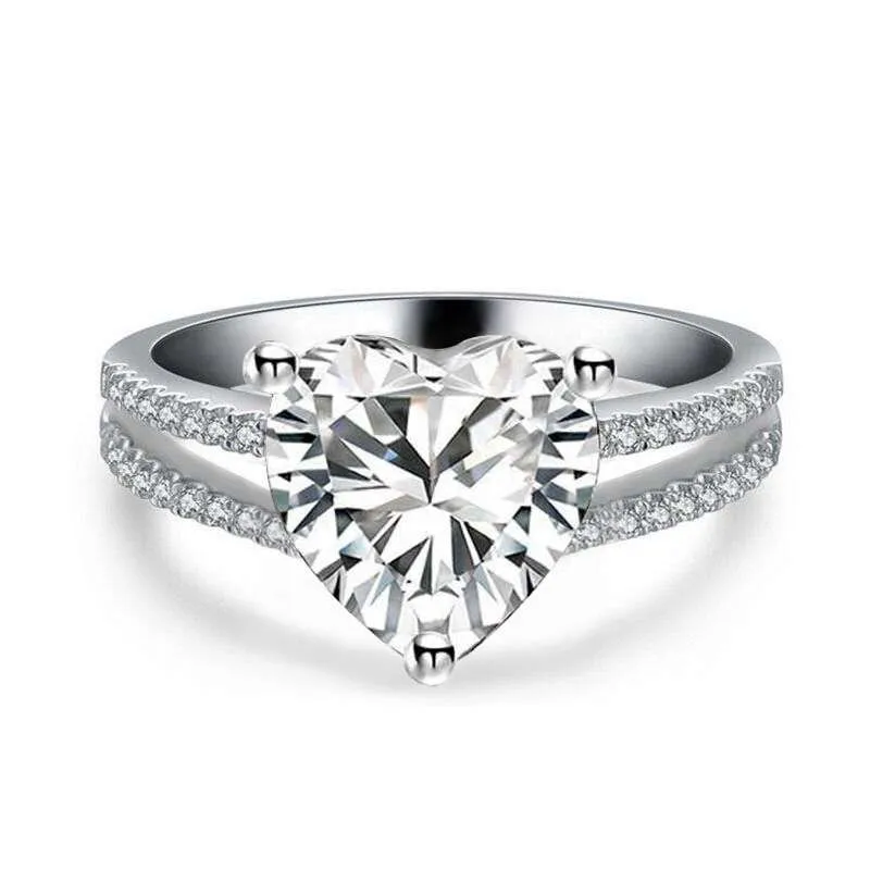 

Heart shape ring 925 Sterling silver 3ct Cubic Zirconia Enagement Wedding Band Rings for women men Finger Dropshipping Jewelry