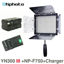 Yongnuo YN300 III 5500 К 300 свет на Камера Освещение для свадьбы, yn300iii LED Панель свет с NP-F750 батареи Зарядное устройство