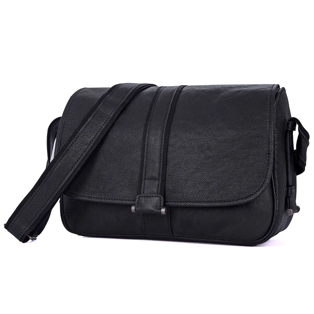 

J.M.D Genuine Leather Brand Black Men's Messenger Bag Sling Crossbody Bag 1030A