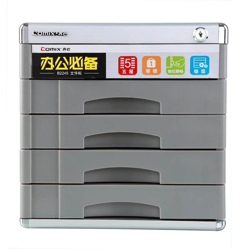 

Office Supplies With lock File Cabinet Box, Five layer of hard plastic Authentic Capable Stationery Desktop