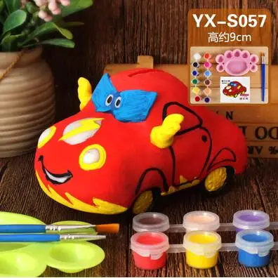

9cm red mini princess Children mannequin toy plaster doll Piggy bank car mannequin Gift 12 color paint pen palette 1set A262