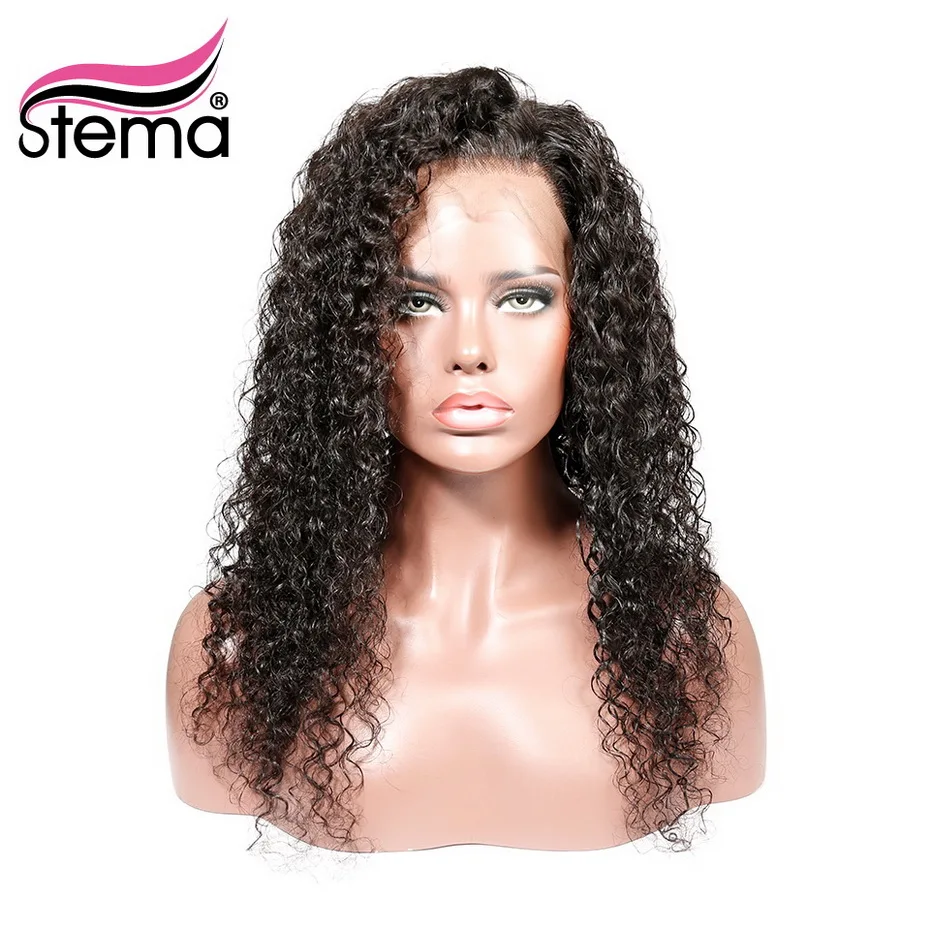 Stema 13x6 вьющиеся человеческие волосы парики натуральный цвет бразильские волосы remy кружева передние человеческие волосы парики с волосами