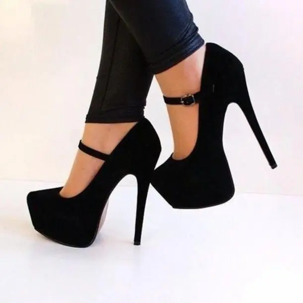 Fghgf/новые женские туфли-лодочки обувь на высоком каблуке 16 см черного цвета стильная женская обувь на высоком каблуке синего цвета для вечеринок и ночных клубов - Цвет: Черный