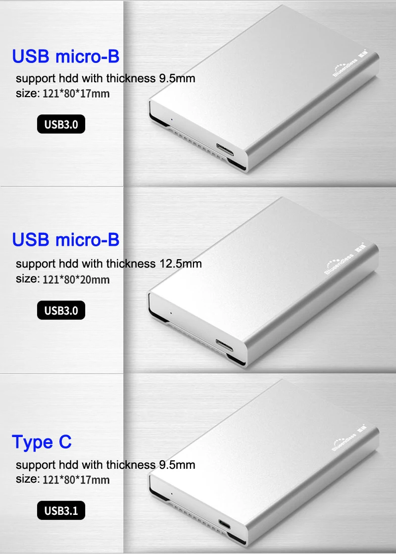 Aluminum HDD Enclosure Mobile Hard Disk Box USB 3.0   (2)