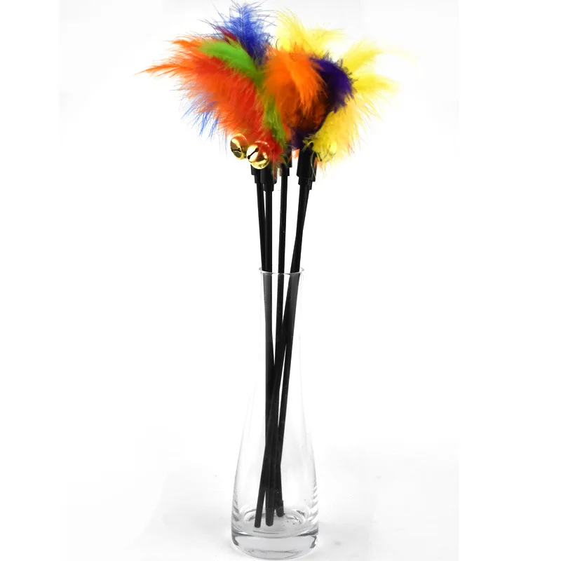 1pcs Cat Toys Teaser Stick Funny Feather Rod Wand Plastic Pet for Cats Toy Interactive with Bell Supplies | Дом и сад