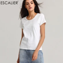 3 шт., Лето, Женские базовые футболки, Хлопковые женские топы, футболки, черные/белые/серые/коричневые, удобные рубашки из плотной ткани Escalier