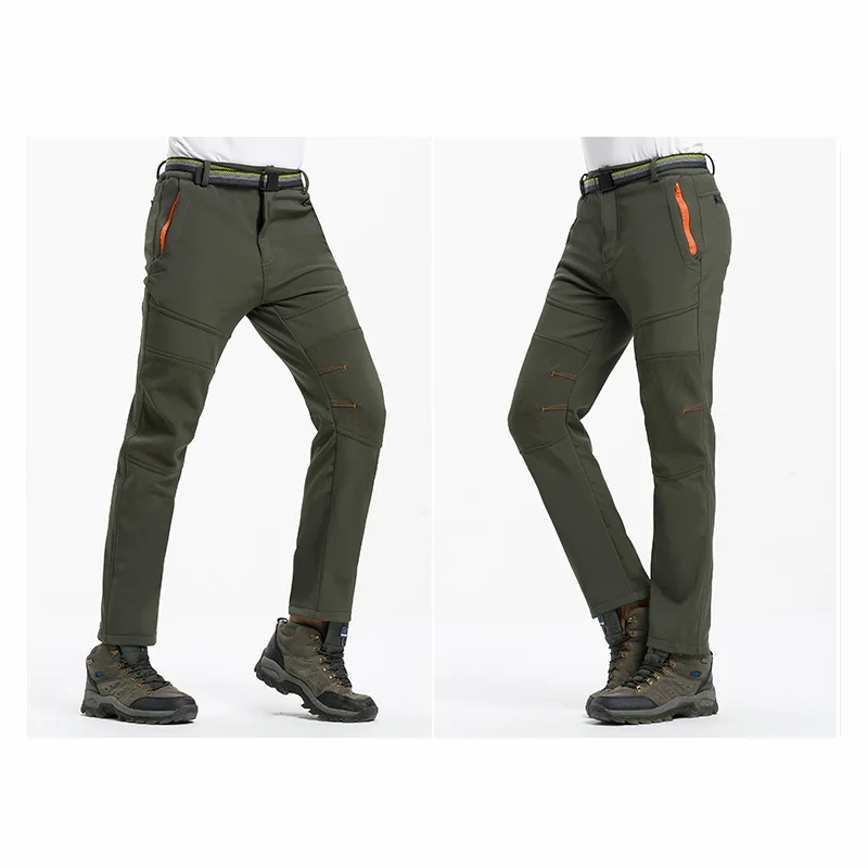 Iemuh marca Pantalones de senderismo hombres invierno térmico a prueba de viento Softshell Pantalones impermeable trekking escalada esquí Pantalones
