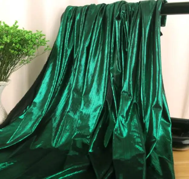 Бронзовая ткань блестящая лайкра эластичная ткань бронзирующий костюм косплей Тильда кукла ткань Сделай Сам сценическое платье для косплея 50*150 см - Цвет: 3 green