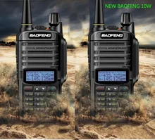 Rádio transmissor portátil 2 peças uv-9r plus, com 10w de potência 4800mah banda dupla cb ham hf walkie talkie, rádio de duas vias de 10km