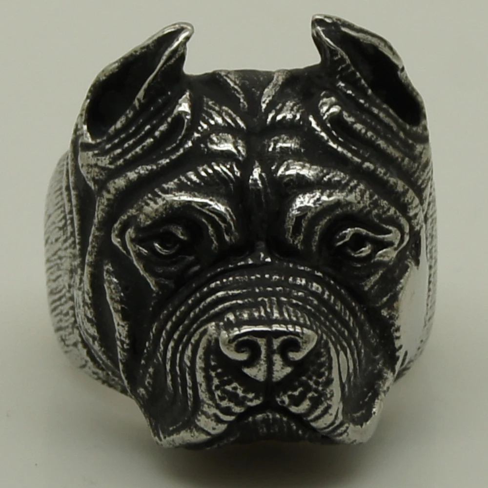 Raffreddare Uomini/Ragazzo Sharpei Cane Belldog 316L Stainless Steel Ring Size 8/18. 7G