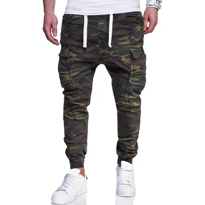 

DIAOOAID 2018 new hot sale Large size men's fashion camouflage printed tether belt casual feet pants male streetwear trousers