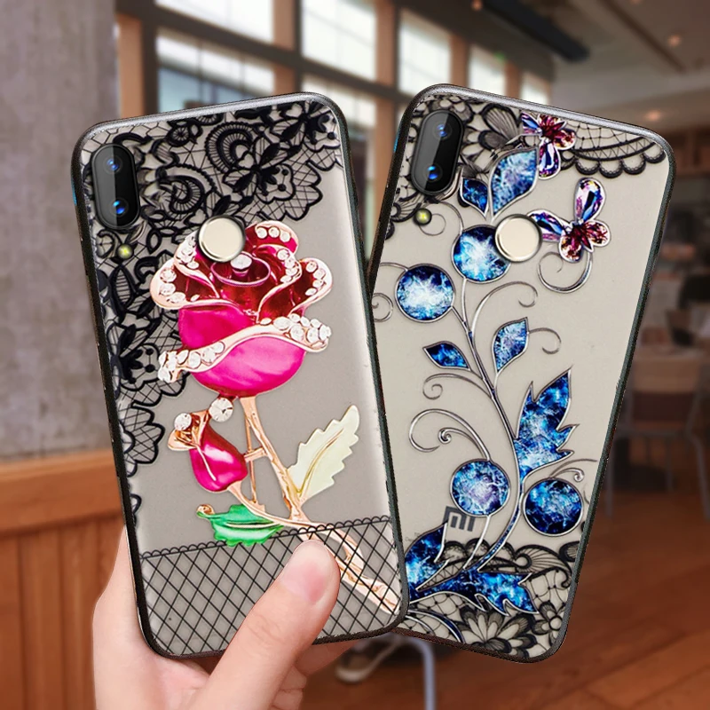 

KaiNuEn coque,cover,case,For Huawei P20 Pro P 20 lite P20lite Luxury Pretty On Hard PC Cell Phone woman Flower back cases