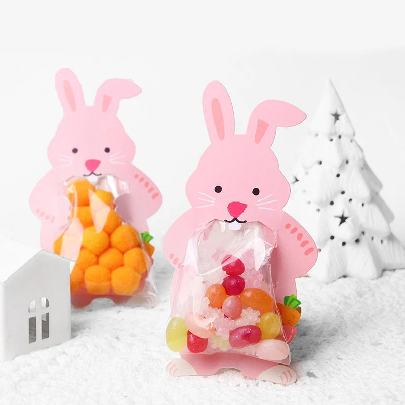 

10Pcs/lot Cartoon Transparent Plastic Bag Animal Rabbit Bear Card Gift Packaging Candy Bags Kids Birthday Wedding Party Decor