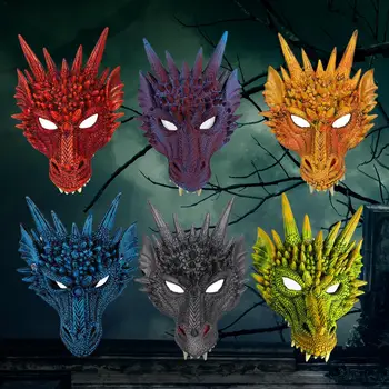 

New Halloween 3D Animal Dragon Mask PU Foam Animal Chinese Dragon Mask for Halloween Horror Carnival Party Dress Up Props