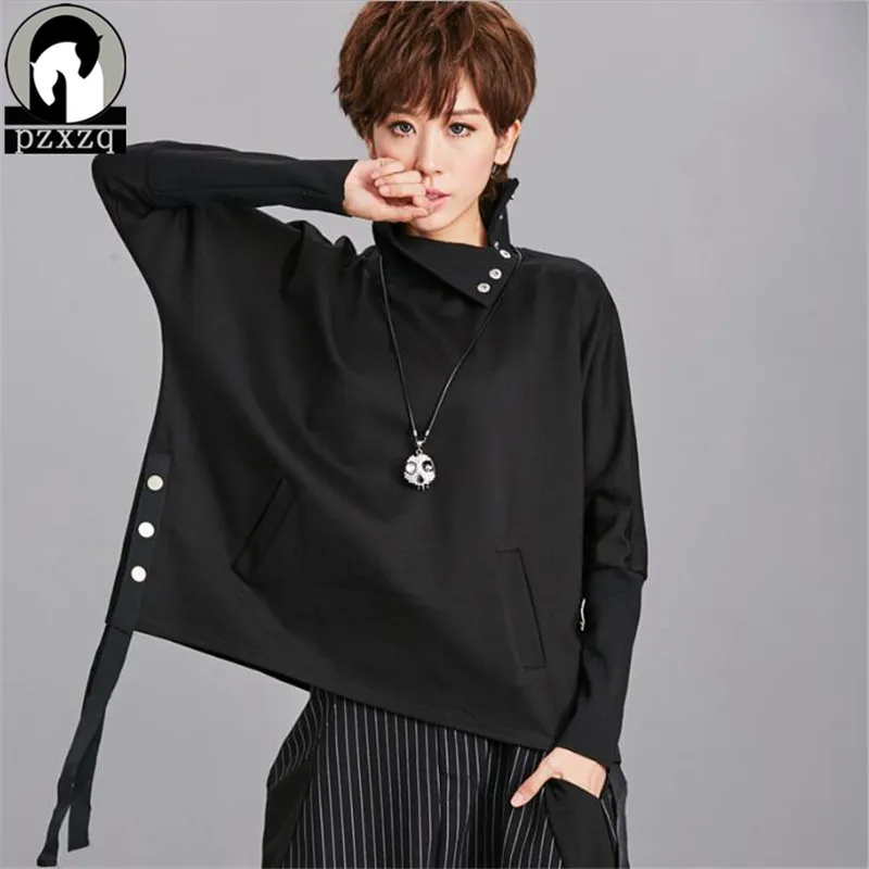 

Fashion Design Black Turtleneck Pullovers Bat Sleeve Long Sleeve Casual Fall 2018 Harajuku Hoodies Sweatshirt Tops Sweatshirts