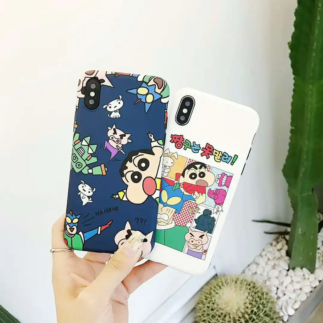 Милый матовый чехол для телефона Crayon Shin-chan iphone X XR Xs Max 7 8 6S 6 Plus Childlike черный край