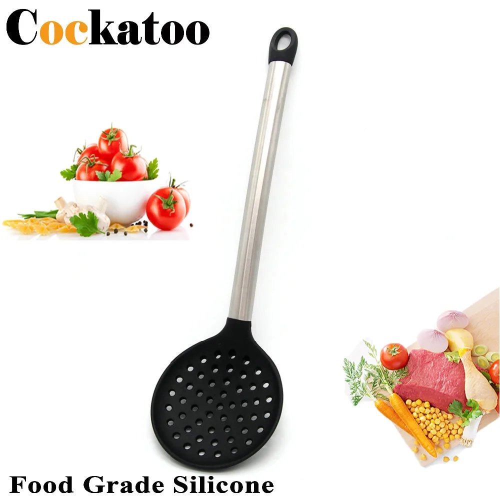 1pcs Silicone Slotted Spoon Cooking Kitchen Tools Skimmer Slotted Spoon