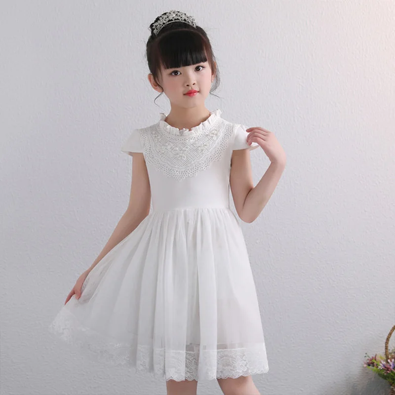 Весенне-осеннее платье для девочек детское вечернее бальное платье принцессы на свадьбу платье-пачка с длинными рукавами для девочек От 4 до 13 лет, BC475 - Цвет: short sleeve white