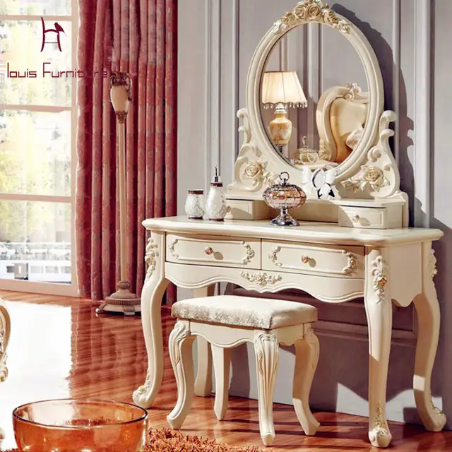 Luxury French Style Pricess Dresser Makeup Dressing Table With