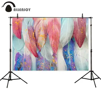 

Allenjoy photography backdrop colorful tropical feather texture decor background photocall photo shoot props custom