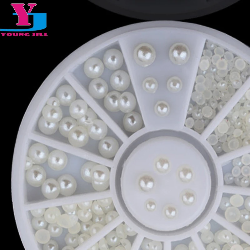 

New White Half Round Pearls Acrylic Rhinestone Crystal Decorations Beauty DIY Accessorios High Quality Pearl Beads Jewelry