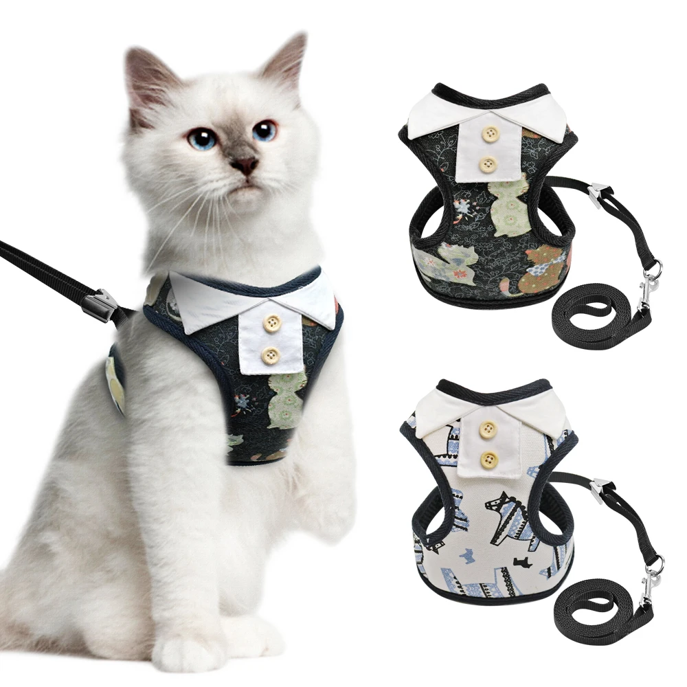 

Harness and Leash Set For Small Dog Mesh Pet Puppy Clothes Vest Cat Harness Leash For Chihuahua Pug Yorkies Teddy Walking