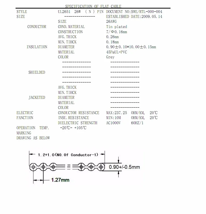 Flat cable Specification
