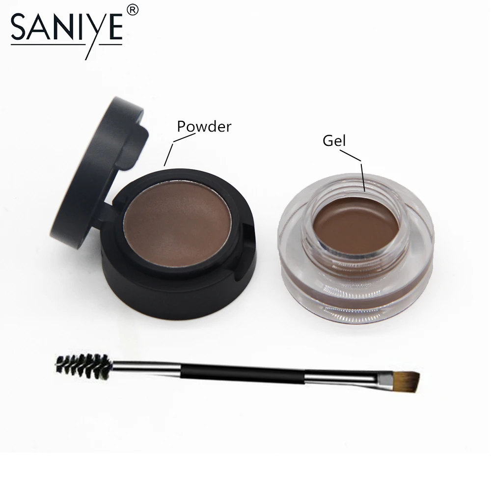 

SANIYE 2 in1 Waterproof Brow Gel Eyebrow Powder Mini Eyeliner Gel Cream With Brush Eyebrow Cosmetic Black Eye Liner M250
