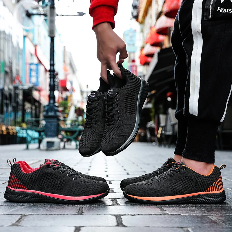 JINBEILEE Large Size Men's Lightweight Cushioning Running Shoes Flying Woven Breathable Mesh Sports and Leisure Men's Shoes