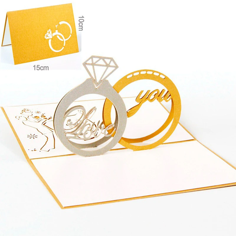 3D лазерная резка ручной работы резьба я люблю тебя АЛМАЗНОЕ КОЛЬЦО бумажные Пригласительные открытки открытка свадьба юбилей Предложить подарок
