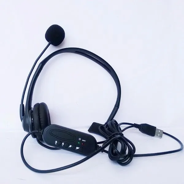 Hands free Headphones USB Plug Monaural Headset call center computer