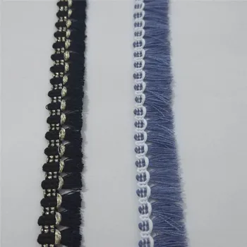 

Gold Thread Braid Fringe 15mm width Off white Blue Fringe Polyester Tassel Fringe For Clothing Home Textile Wholesale 200yards