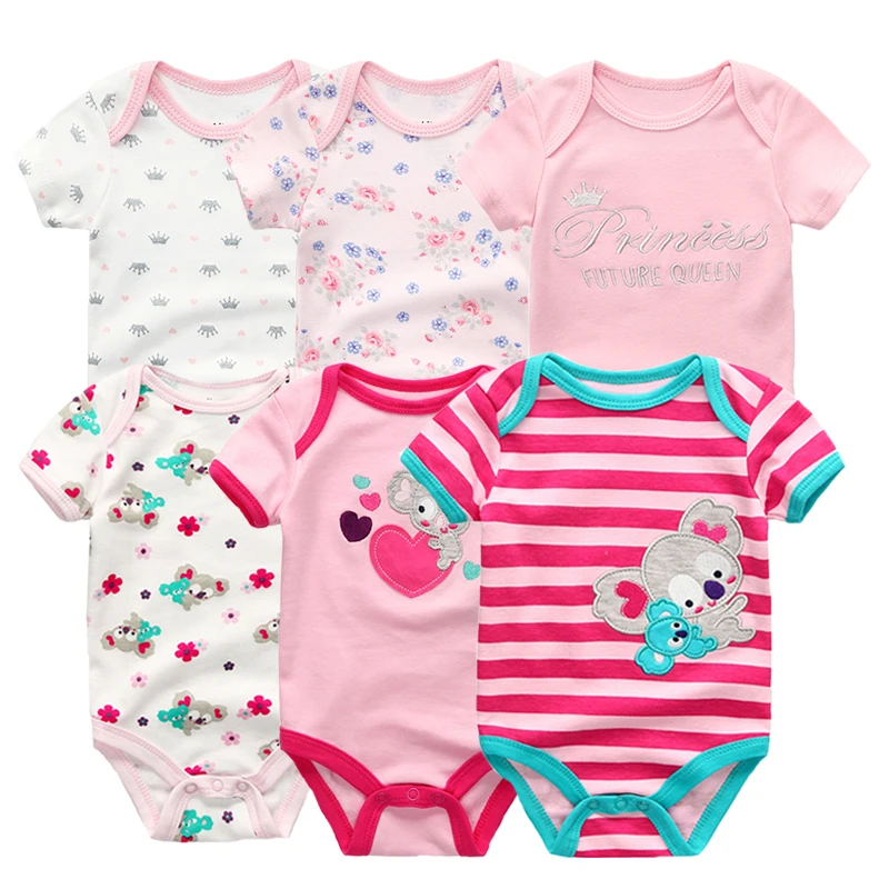 Детские комбинезоны; летняя одежда для новорожденных из хлопка; 6 шт.; комбинезоны с короткими рукавами для маленьких мальчиков и девочек; Одежда для младенцев