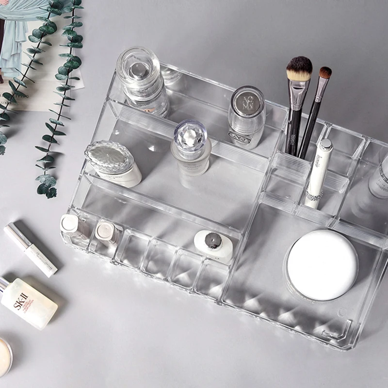 L Plus Diamond Cosmetic Storage Box Desktop Jewelry Lipstick Makeup Brush Mask Skin Care Container Dressing Table Organizer