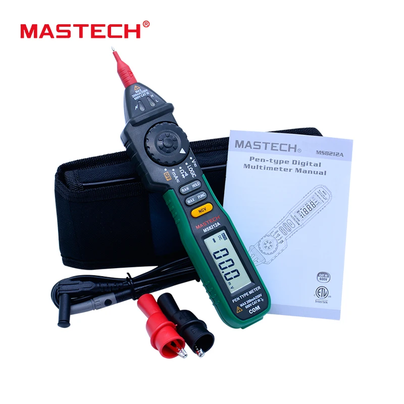 MASTECH MS8212A Ручка Тип Цифровой мультиметр Multimetro DC AC Напряжение Ток Тестер Диод Непрерывность логика Бесконтактное напряжение