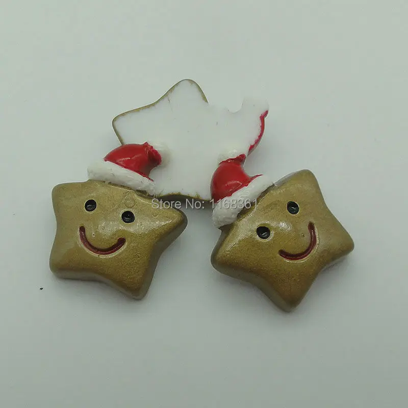 1pcs/lot resin flat back Christmas hat star 26mm Cabochons Scrapbooking Hair Bow Center DIY Christmas decration C101-9