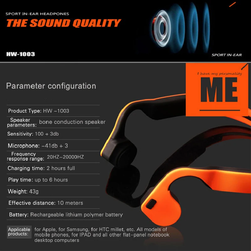 Bone Conduction Stereo Wireless Bluetooth Headphones waterproof sports Hifi headsets with microphone Support Hands Free Call  (8)