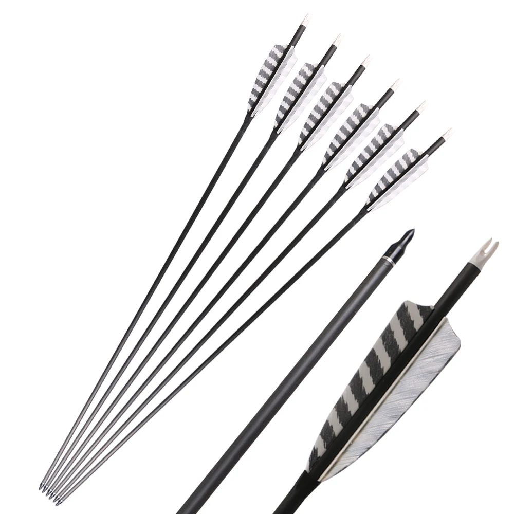 6pcs 32inch Spine 400 with 4" real natural feathers 6.2mm ID Archery