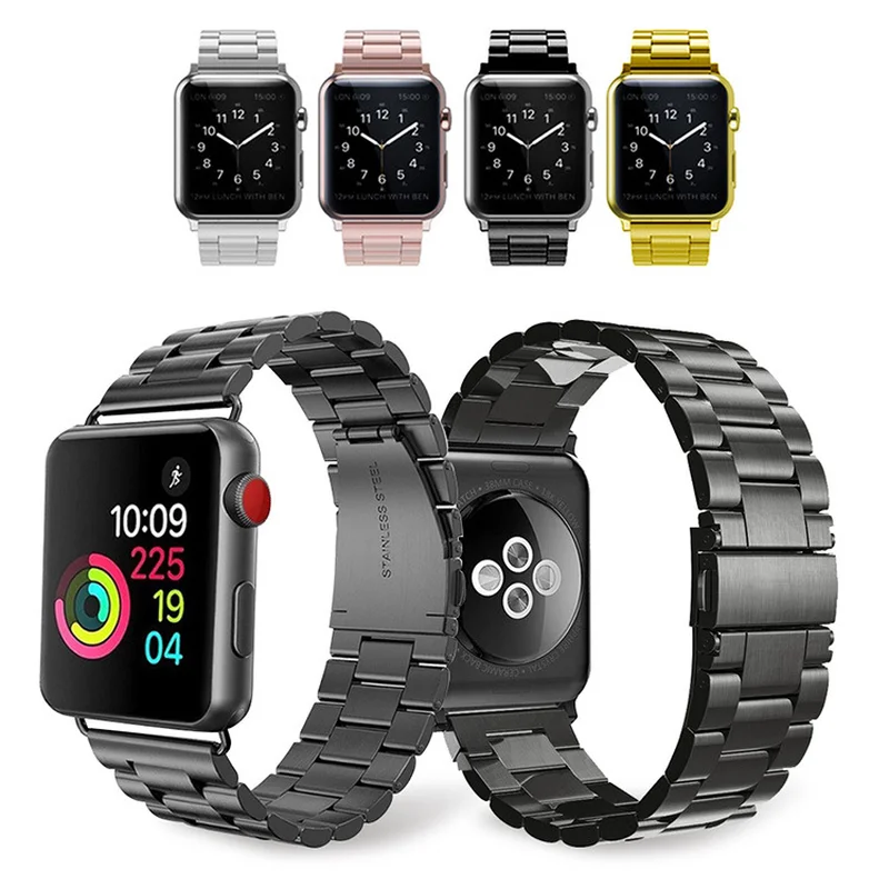 

New Arrival Stainless Steel Apple Watch Band 38mm 40mm 42mm 44mm iPhone Watchband for iWatch Series 1/2/3/4 Black Silver Pink