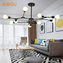 AIBIOU LED Chandelier With Matel Lampshades For Living Room Modern Ceiling Mounted E27 Chandeliers Dining Lighting Fixtures loft chandeliers black gold bar stair dining living room glass lindsey adelman e27 holders ceiling chandelier lighting fixtures