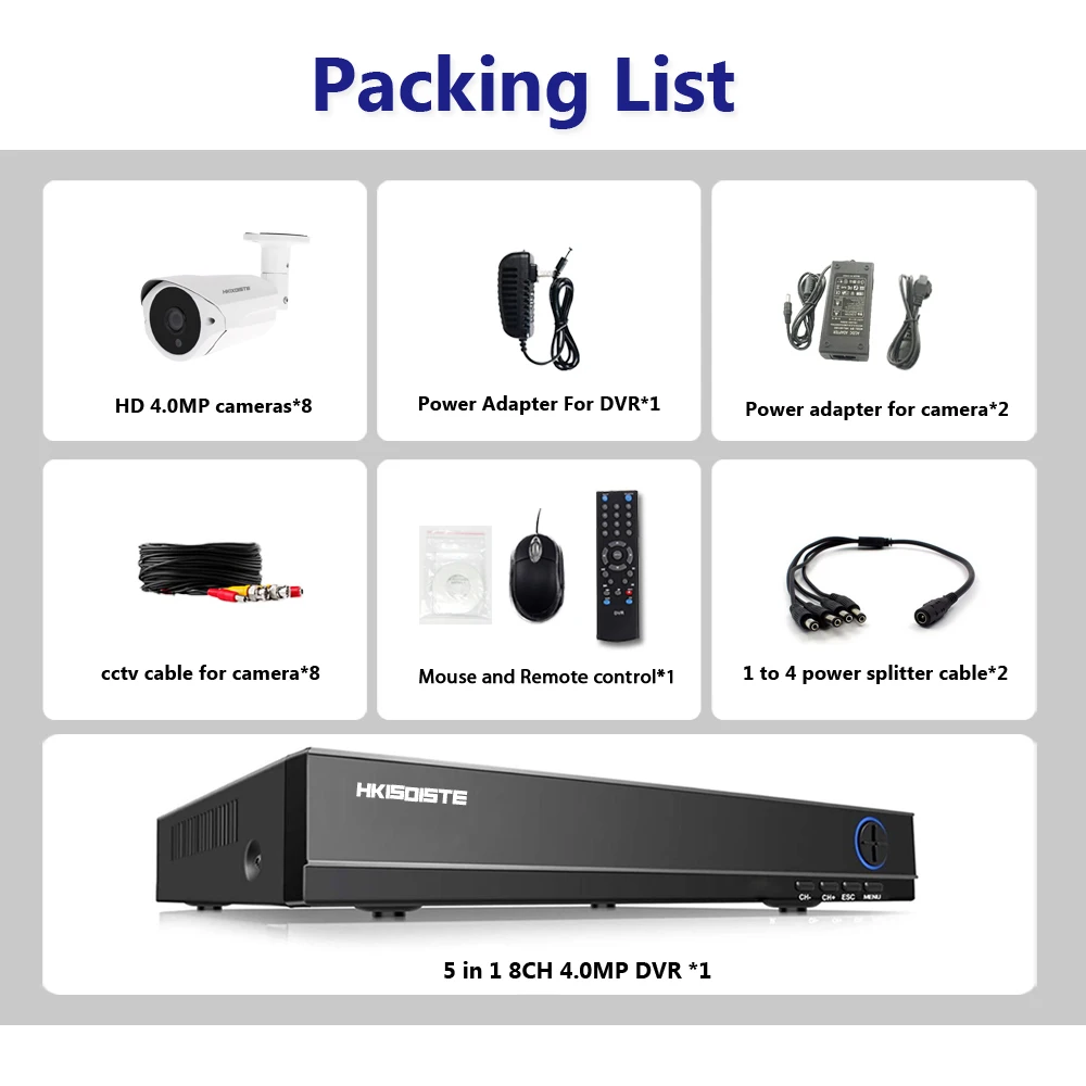 Home Security Camera System 8ch CCTV System 8PCS 4MP CCTV Camera Surveillance Kit 8ch DVR 1080P HDMI Video Output Home Security Camera System 8ch CCTV System 8PCS 4MP CCTV Camera Surveillance Kit 8ch DVR 1080P HDMI Video Output