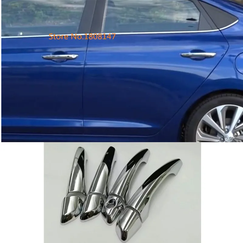 

Car styling stick cover protect detector frame lamp trim ABS chrome door handle 8pcs for Hyundai Solaris Accent 2017 2018 2019